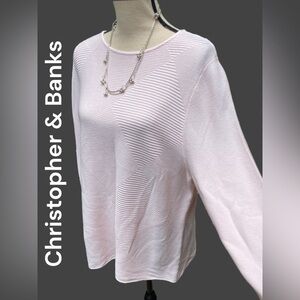 CJ Banks-NWT  XL/14W pale pink cotton/rayon knit sweater. Pretty! New with tags.
